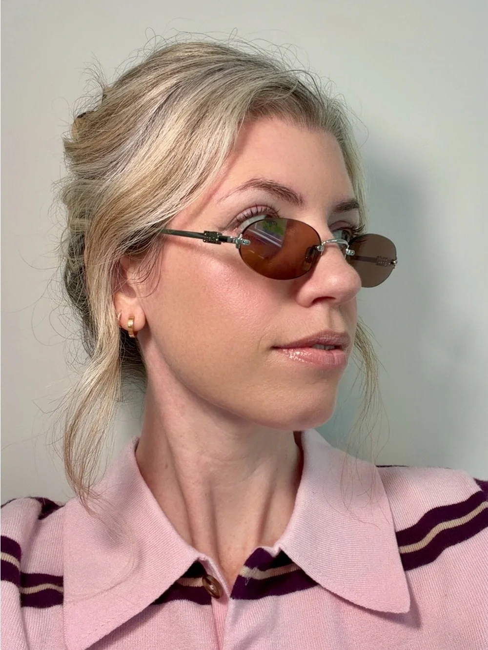 MIU MIU oval brown and silver sunglasses